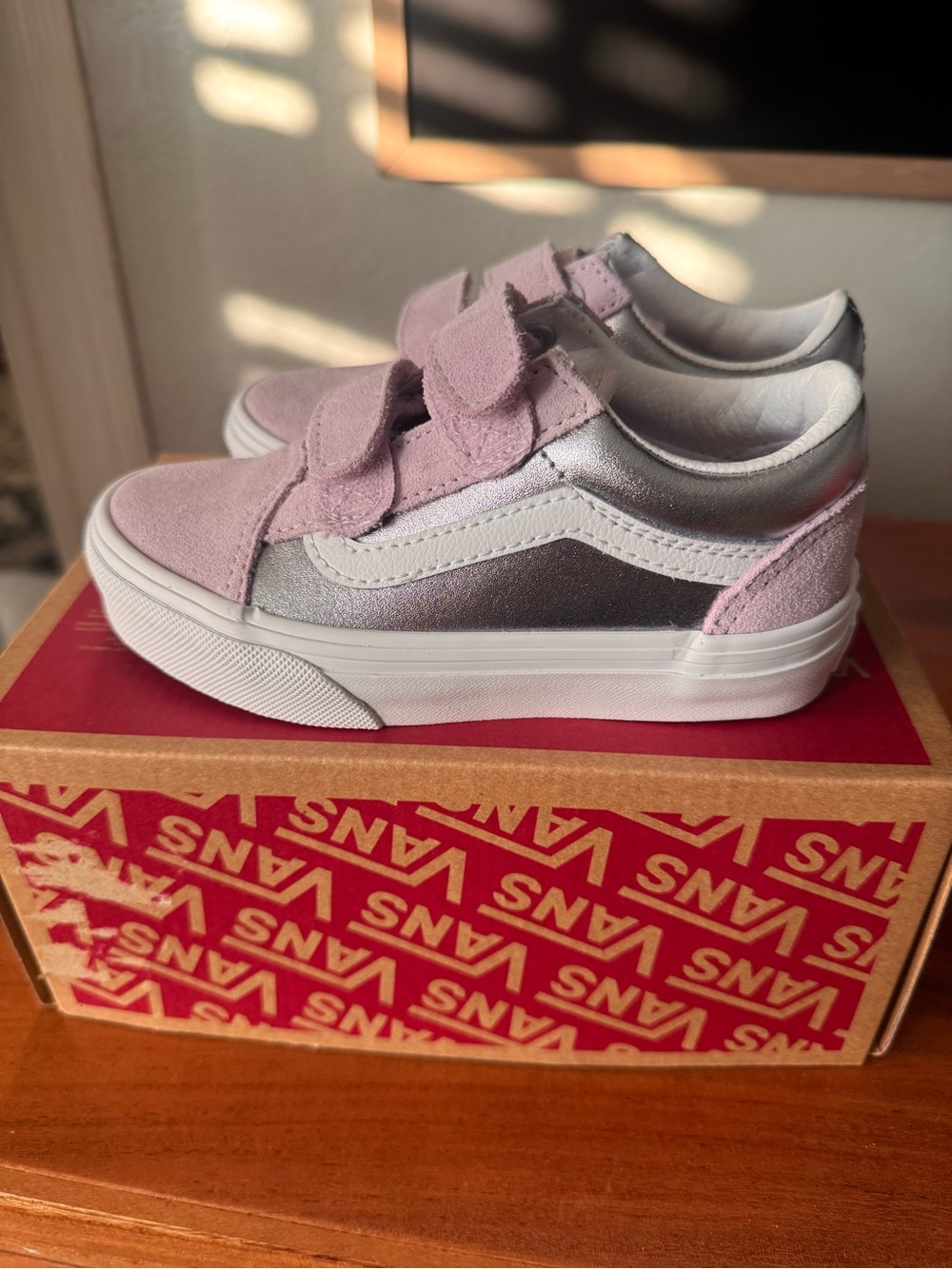 Vans Kids Velcro Old Skool V Metalic Lavender